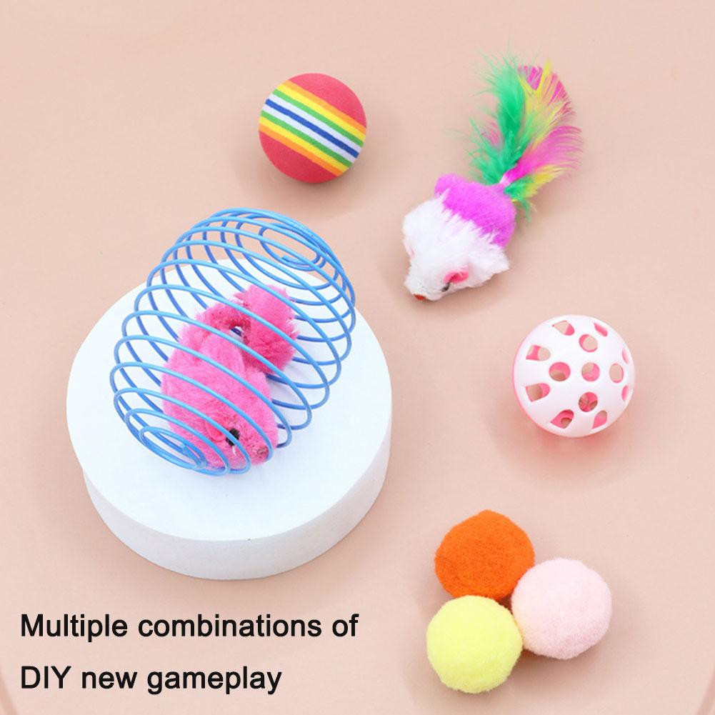 Cat Toy Balls Funny Stretchable Kitten Springs Toys Interactive Balls Color Cat Self-entertainm V8X1