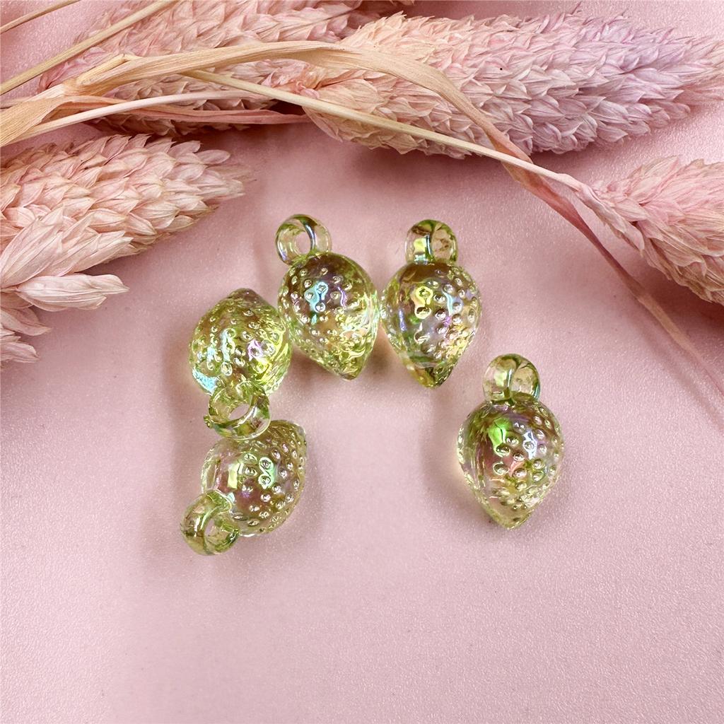Hanmade 5pcs 9.7*17mm Mobile Phone Chain Pendant for Bracelet Jewelry Making Loose Beads Handmade Transparent Strawberry Jewelry Accessories DIY