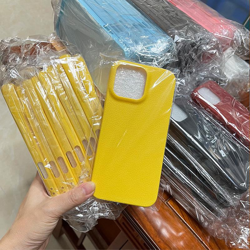 Applicable To IPhone16ProMax Mobile Phone Case 14 Apple 15 Simple TPU Leather Pattern 12Pro Material Case 13