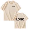 European size 100% pure cotton custom men's T-shirt front and back logo text photos, summer breathable short sleeved top2025