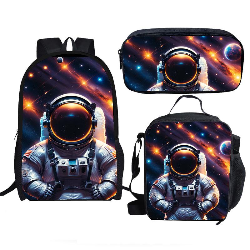 Classic Popular Funny astronaut 3D Print 3pcs/Set pupil School Bags Laptop Daypack Backpack Crossbody Lunch bag Pencil Case