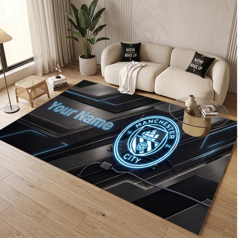 Personalized Crystal Velvet Carpet Manchester City Pattern Non Slip Floor Rug