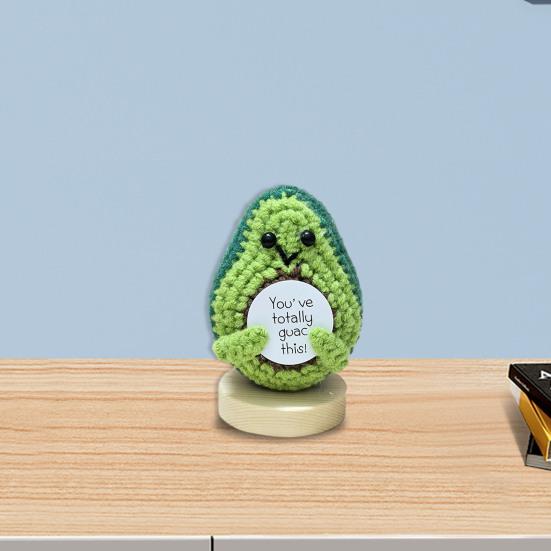 Вязаная крючком кукла-авокадо с подставкой Эмоциональная поддержка Позитивная жизнь Вязаная кукла-фрукт