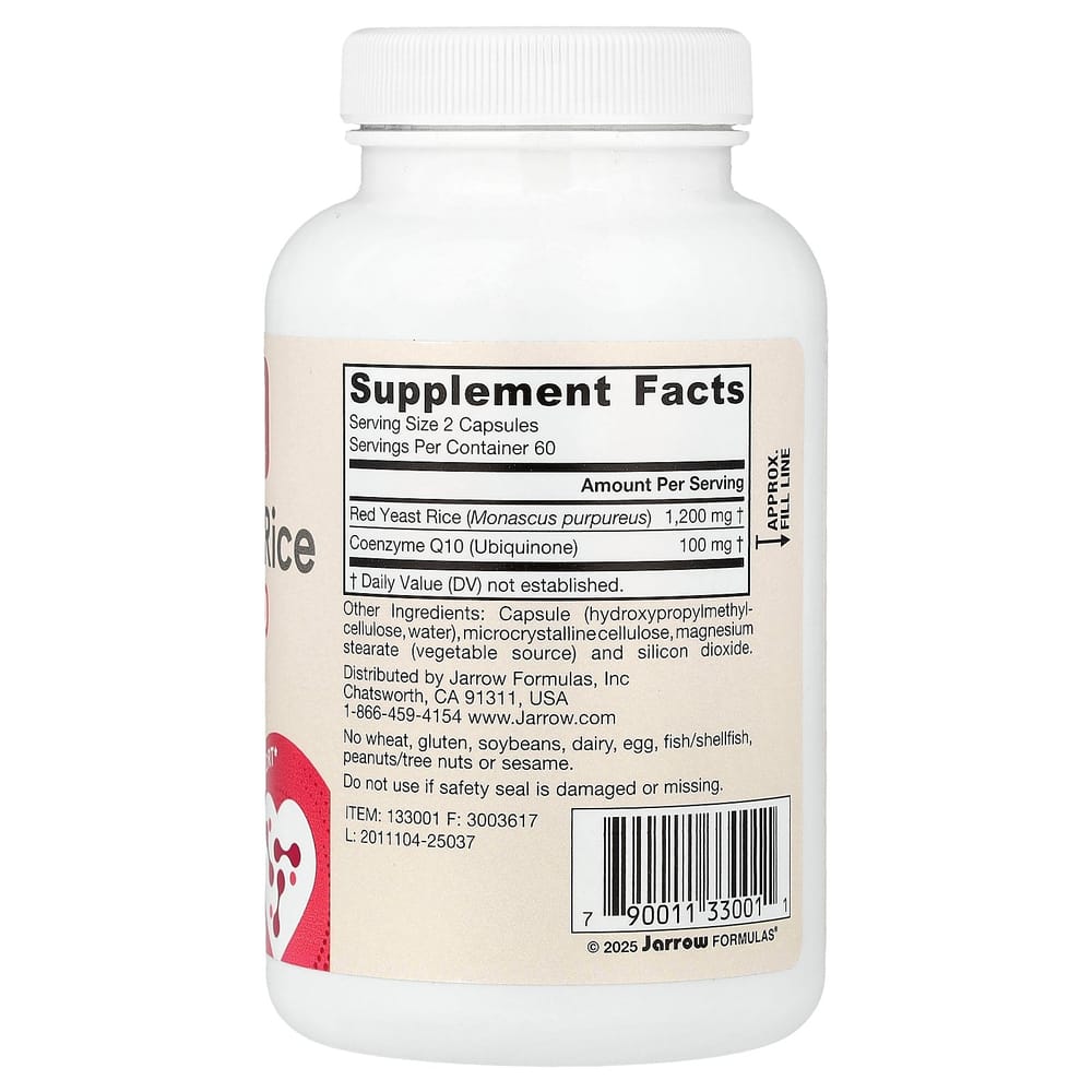 Jarrow Formulas Веганский Красный Дрожжевой Рис + CoQ10 Вегетарианские Капсулы, 120 Штук