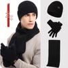 Men's Winter Fleece-Lined Knit Hat, Scarf & Gloves Set