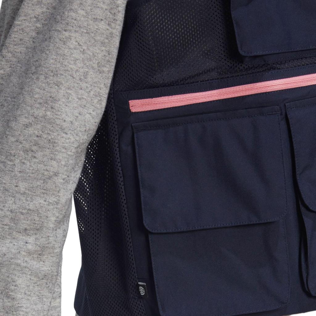 Adidas Спортивный жилет с контрастным логотипом и несколькими карманами, мужские топы Legend-Ink-Blue HK4986