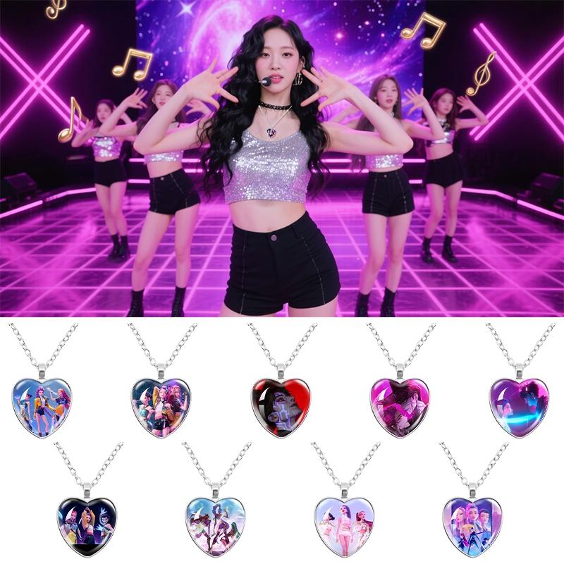 Аниме Kpop Девушки Ожерелья Форма Сердца Подвески Аниме Руми Зои Мира Украшения Подвеска Подарки для Kpop Фанатов