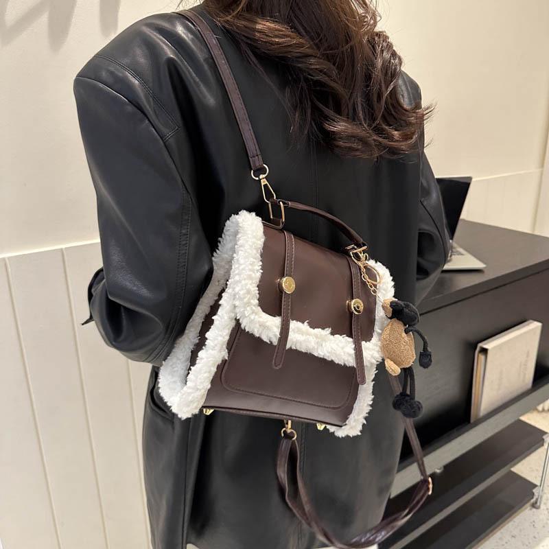 Рюкзак в стиле ретро для женщин, новый стиль, модная корейская плюшевая сумка, универсальная многофункциональная сумка
