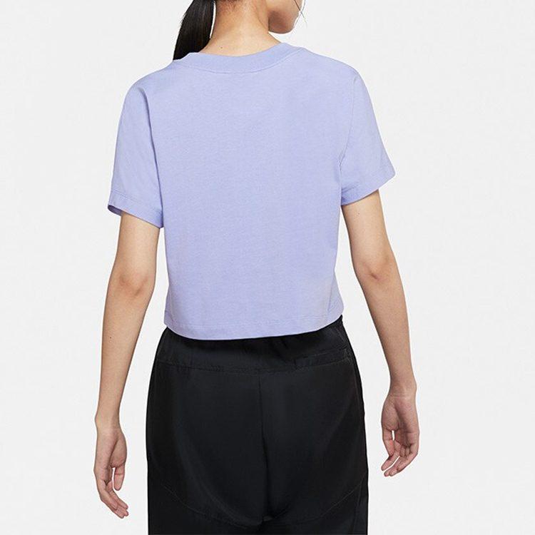 Nike Укороченные топы женские фиолетовые с круглым вырезом умеренные CJ3765-569