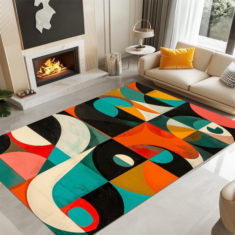 Modern Abstract Geometric Rug Non Slip Washable Area Carpet for Living Room Bedroom Dining Room Coffee Table Home Decor