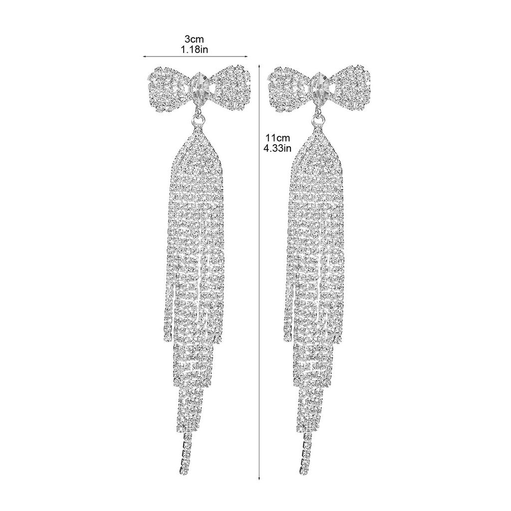Bridal Earrings Prom Earrings New Advanced Sense Of Long Tassel Bow Earrings Temperament Women's Earrings 1 Pair