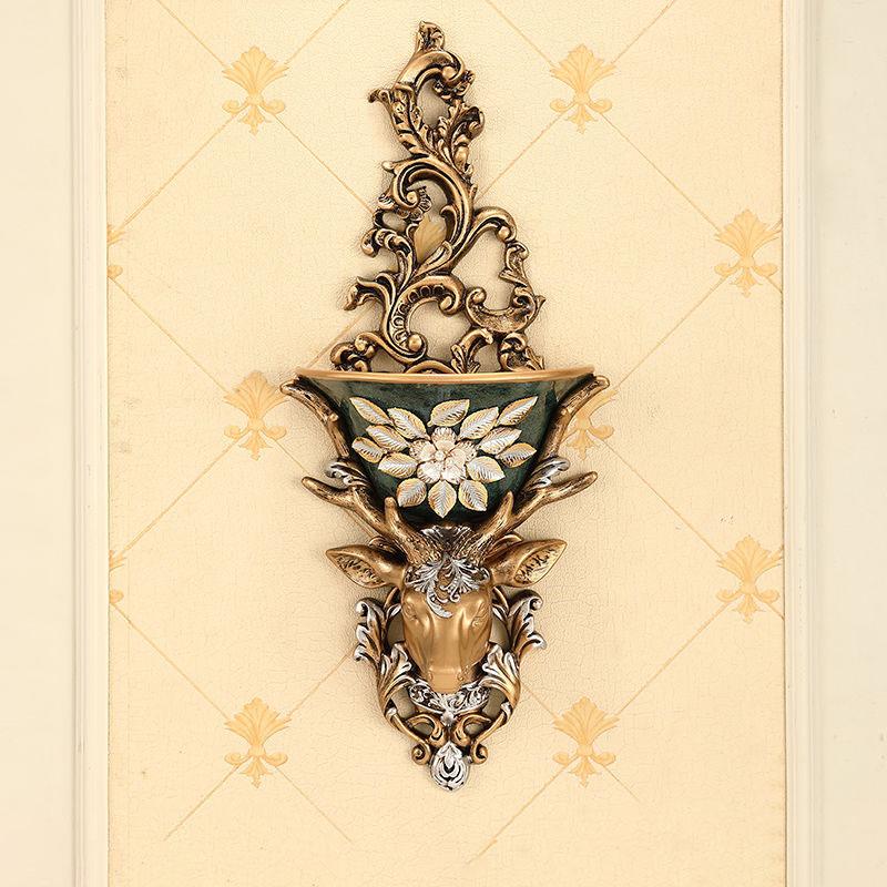 Европейская полимерная голова оленя, настенная ваза, кашпо для искусственных цветов, настенные украшения, декор для дома, гостиной, прихожей, настенная роспись, поделки