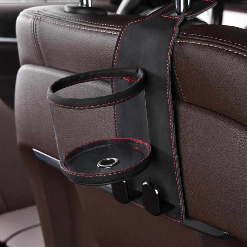 Подстаканник на подголовник для заднего сиденья, черный автомобильный ящик для хранения на заднее сиденье, черный органайзер на спинку сиденья с крючком для подголовника