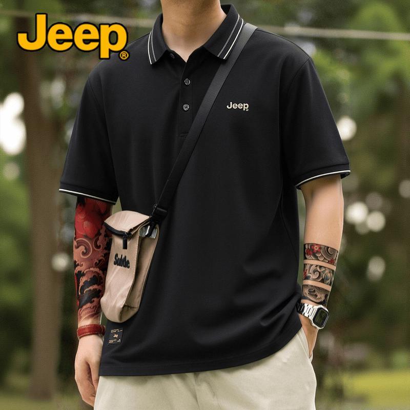 Jeep Мужская рубашка-поло из смесовой шелковой ткани Mulberry