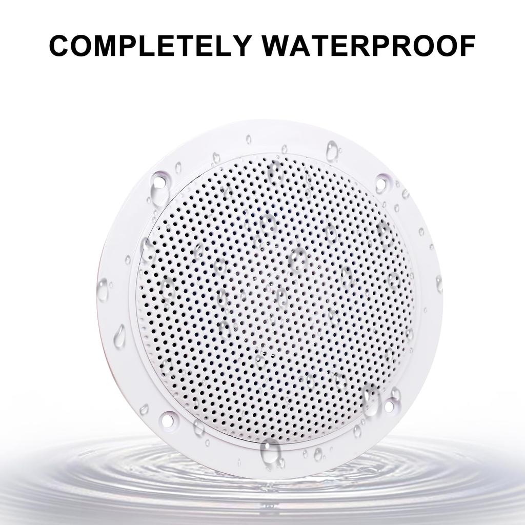 Herdio 160W Bluetooth 4 Inch Recessed Ceiling Speaker Kit Amplifier Waterproof Ceiling Speaker Bathroom Kitchen Home Outdoor