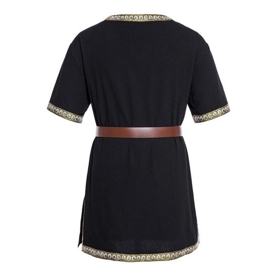 Средневековая туника викингов, рубашка с v-образным вырезом и короткими рукавами, вышивка с поясом, косплей, сцена, события эпохи Возрождения, костюм на Хэллоуин, пиратский топ