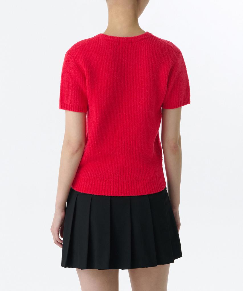 MUSINSA STANDARD WOMAN Women'S Mini Boucle Ribbed Short Sleeve Knit [Red]