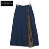 FQ7127 A5HP Navy Wool FF Pleated Wrap Over Skirt Skirt 38 Navy brownUsed