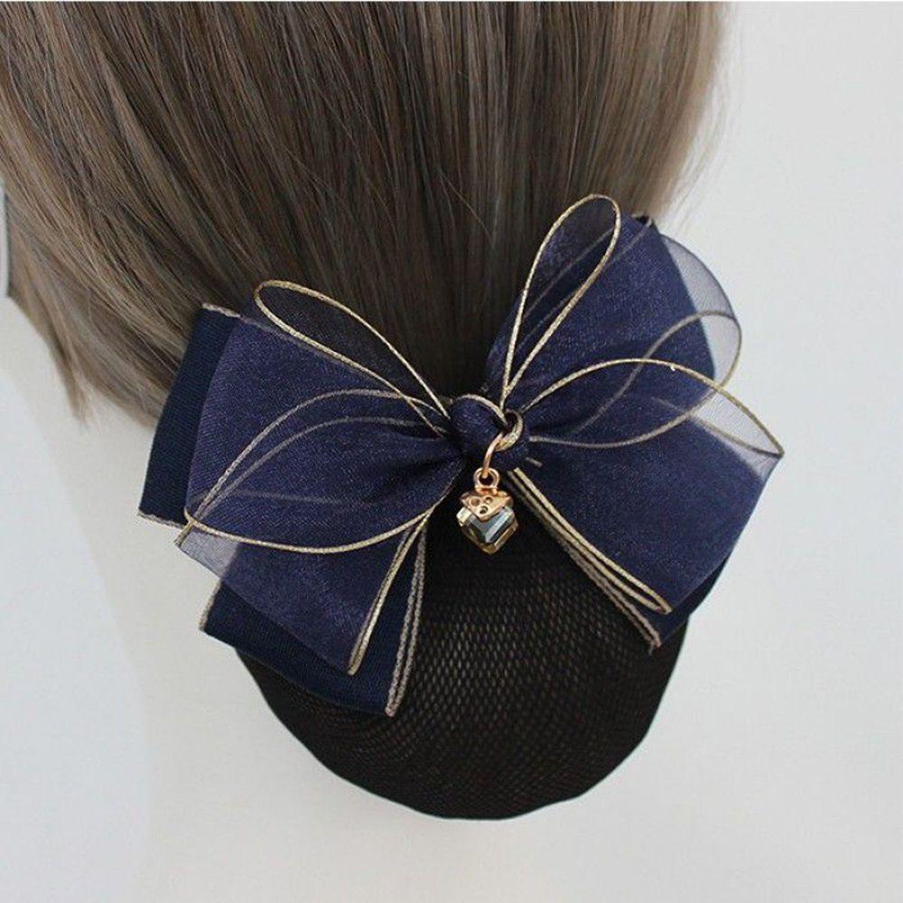 Simple Retro For Stewardess Nurse Cloth Spring Clip Mesh Snood Hairnet Bow headwear Women Headdress