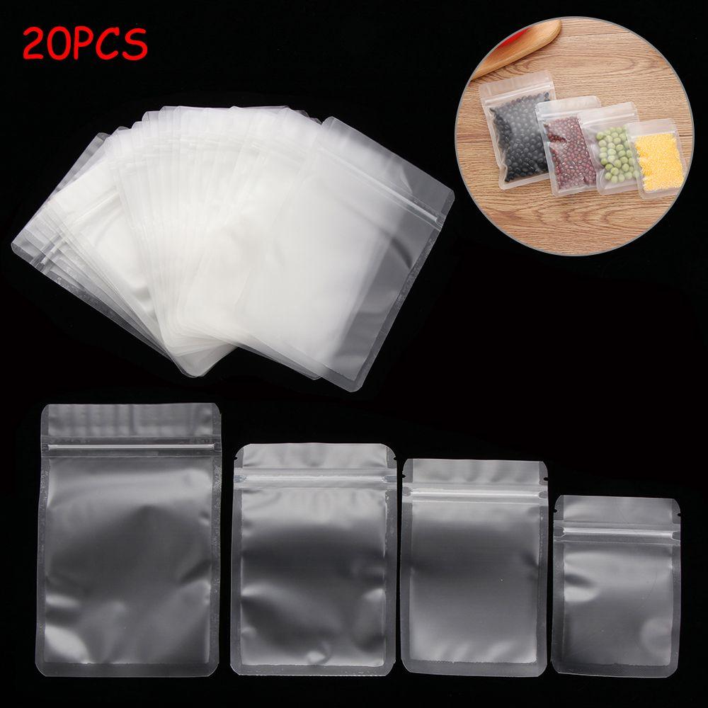 20 Pcs Plastic Transparent Matte Waterproof Zipper Storage Packaging Bag Reclosable Pouches