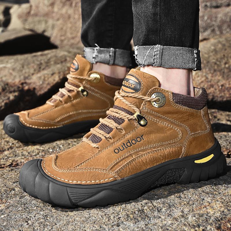 Мужская обувь из натуральной кожи, кроссовки, водонепроницаемые уличные мужские ботинки, удобная мужская прогулочная обувь