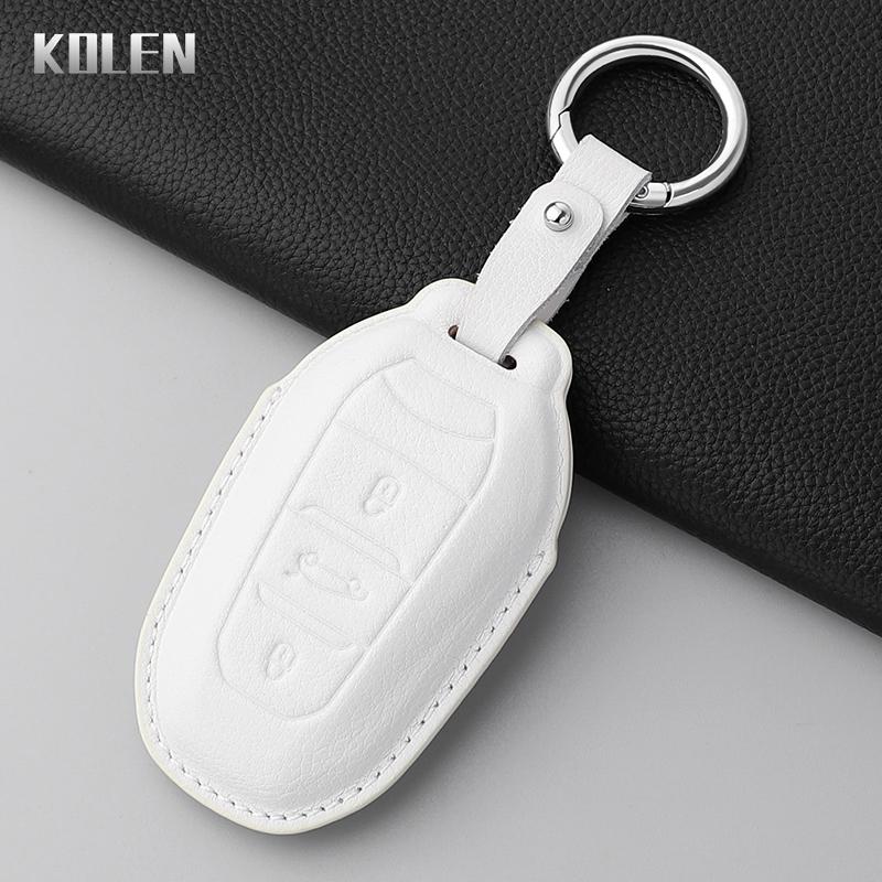 Genuine Genuine Leather Auto Key Fob Cover Case Fit For Peugeot 2008 3008 4008 5008 308 408 508 Citroen C1 C2 C4 C6 C3-Xr Picasso Grand Ds3 Ds5