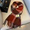 Winter Fashion British Pure Wool Scarf Women's Warm Long Thickened Fringed Scarf Couple Shawl Versatile