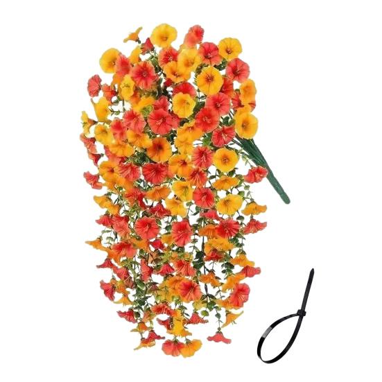 1/2Pcs Hanging Artificial Morning Glory UV Resistant Fake Flower Wedding Party Indoor Outdoor Garden Wall Hanging Faux Flower Decoration