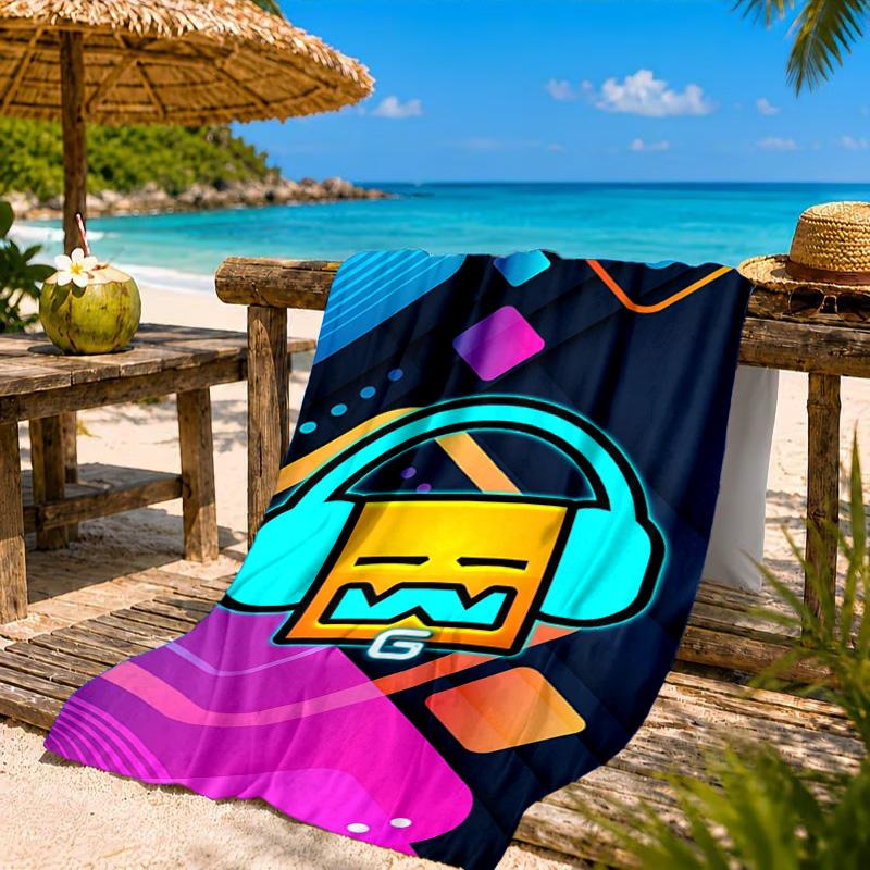 Geometry Dash: Dance To The Beat Beach Towel, Quick-drying, Easy to Care for, Suitable for Both Fitness and Beach Vacations,Sports Essential