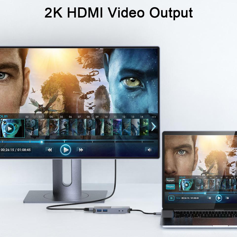 QGeeM Док-станция USB-концентратор 3.0 с тройным дисплеем, двойной HDMI VGA USB-адаптер-разветвитель для ноутбуков Xiaomi USB3.0-концентратор Аксессуары для ПК