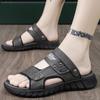 Модные летние мужские сандалии из натуральной кожи, уличные римские сандалии, пляжные нескользящие повседневные легкие спортивные сандалии с открытым носком для мальчиков