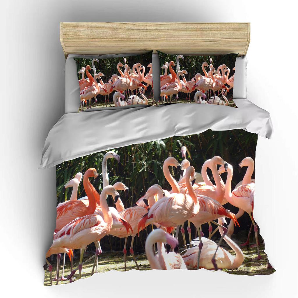 Мультяшный фламинго милый медведь каваи рождественский подарок двуспальный комплект постельного белья из микрофибры или полиэстера с пододеяльником