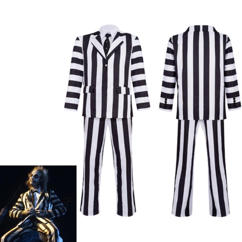 Майкл Китон Полосатый костюм для Хэллоуина Косплей волшебника Идеально подходит для сценической постановки