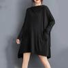Длинный рукав Плюс размер Черный винтажный с капюшоном новые платья для женщин повседневный свободный мини короткое платье весна осень