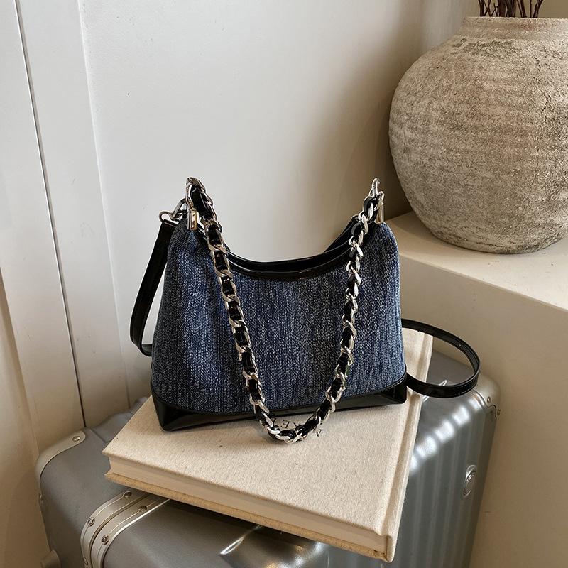 Нишевый дизайн ретро джинсовая сумка-ведро под мышкой женская новая контрастная цветная сумка через плечо мессенджер тренд