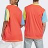 Adidas Kidcore Футболка Три полоски Цветной блок Круглый вырез Короткий рукав Унисекс Топы Солнечно-красный IK7056