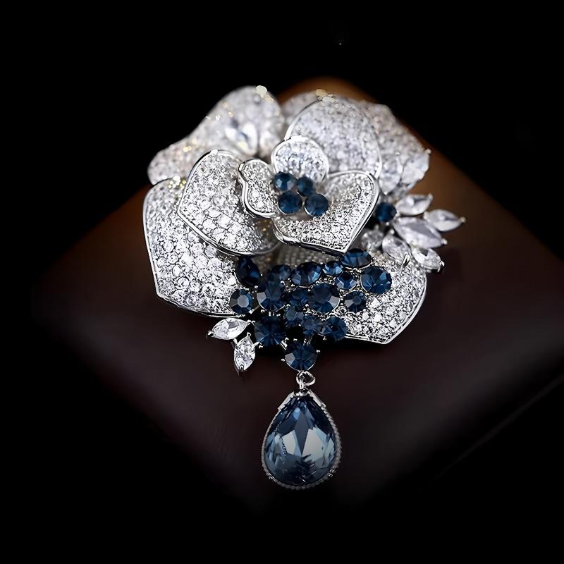 Sparkling Rose Brooch High-end Women's Exquisite Brooch High-end Sense Niche and Light Luxury Pin Accessory