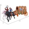 Западные Фигурки Модель Конной Кареты Игровой Набор Пластиковые Западные Фигурки Верховая Лошадь Фигурка Игрушки для Обучения Настольное Украшение для Мальчиков Девочек Детей