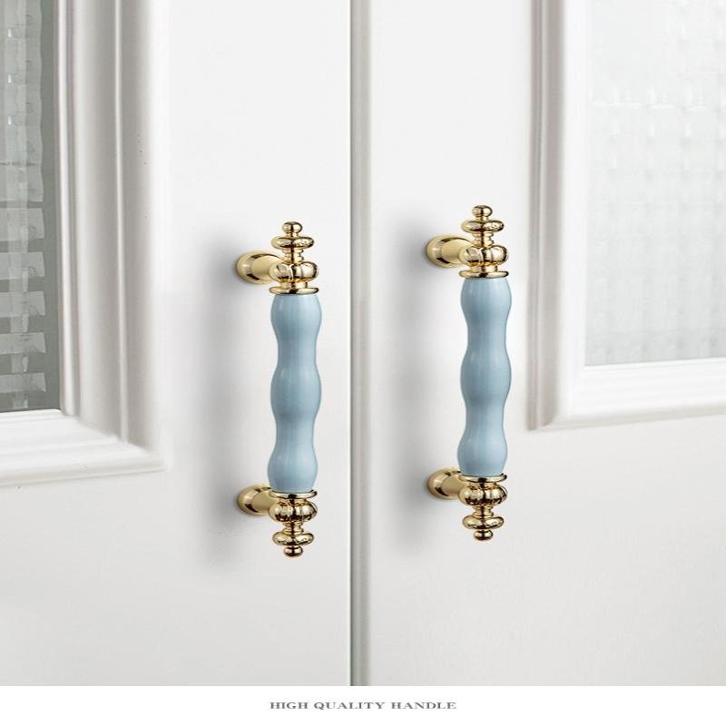 Modern Colored Ceramic Furniture Handle Golden Wardrobe Cabinet Handles Closet Door Knob Dressing Table And Drawer Pull Hardware