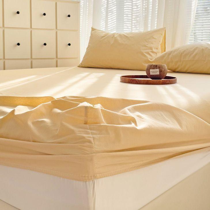 Комплект из трех простыней в полоску из стираного хлопка в японском стиле, полное покрытие, нескользящая цельная простыня, матрас Simmons, защита от пыли