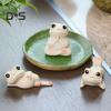 Керамическая лягушка чай питомец лист лотоса дизайн мини керамическая лягушка украшение для гостиной спальни офиса декор