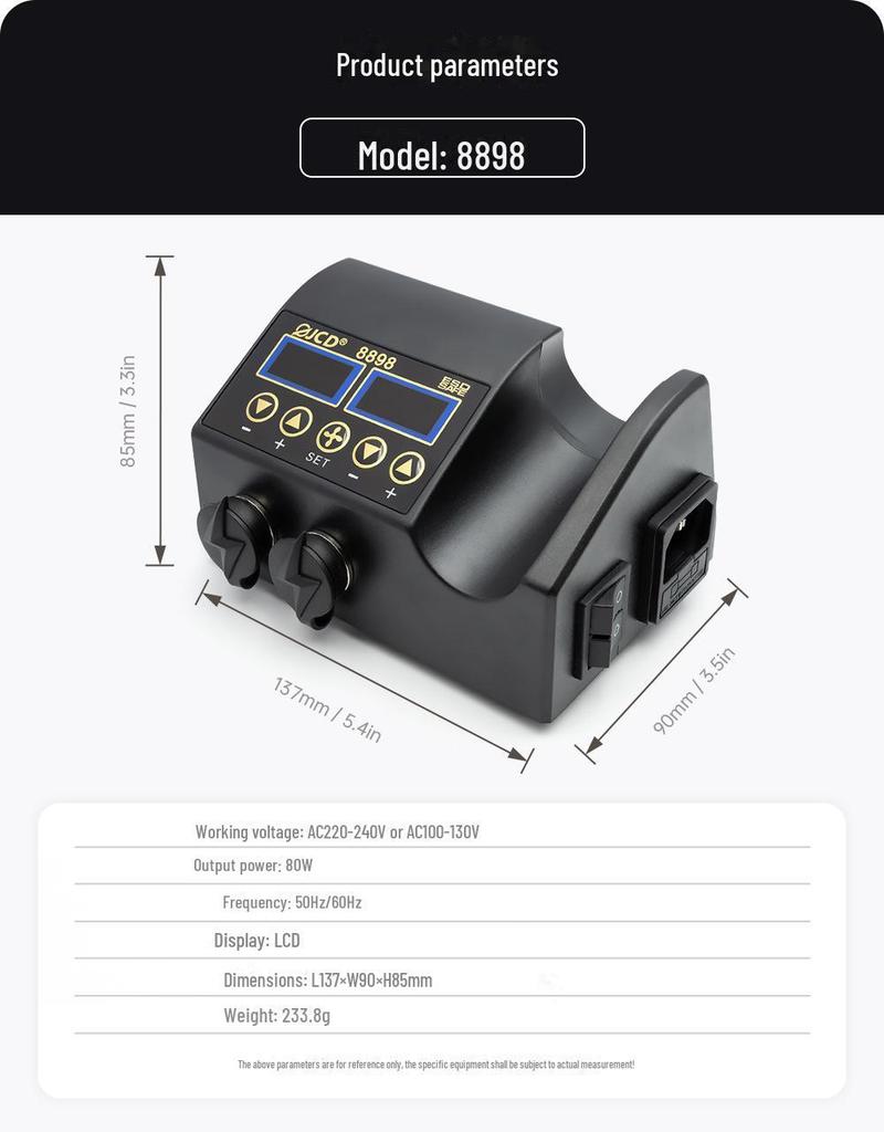 JCD 8898 Двухэкранная высокомощная станция для термофена и паяльника, настенное исполнение с постоянным контролем температуры.