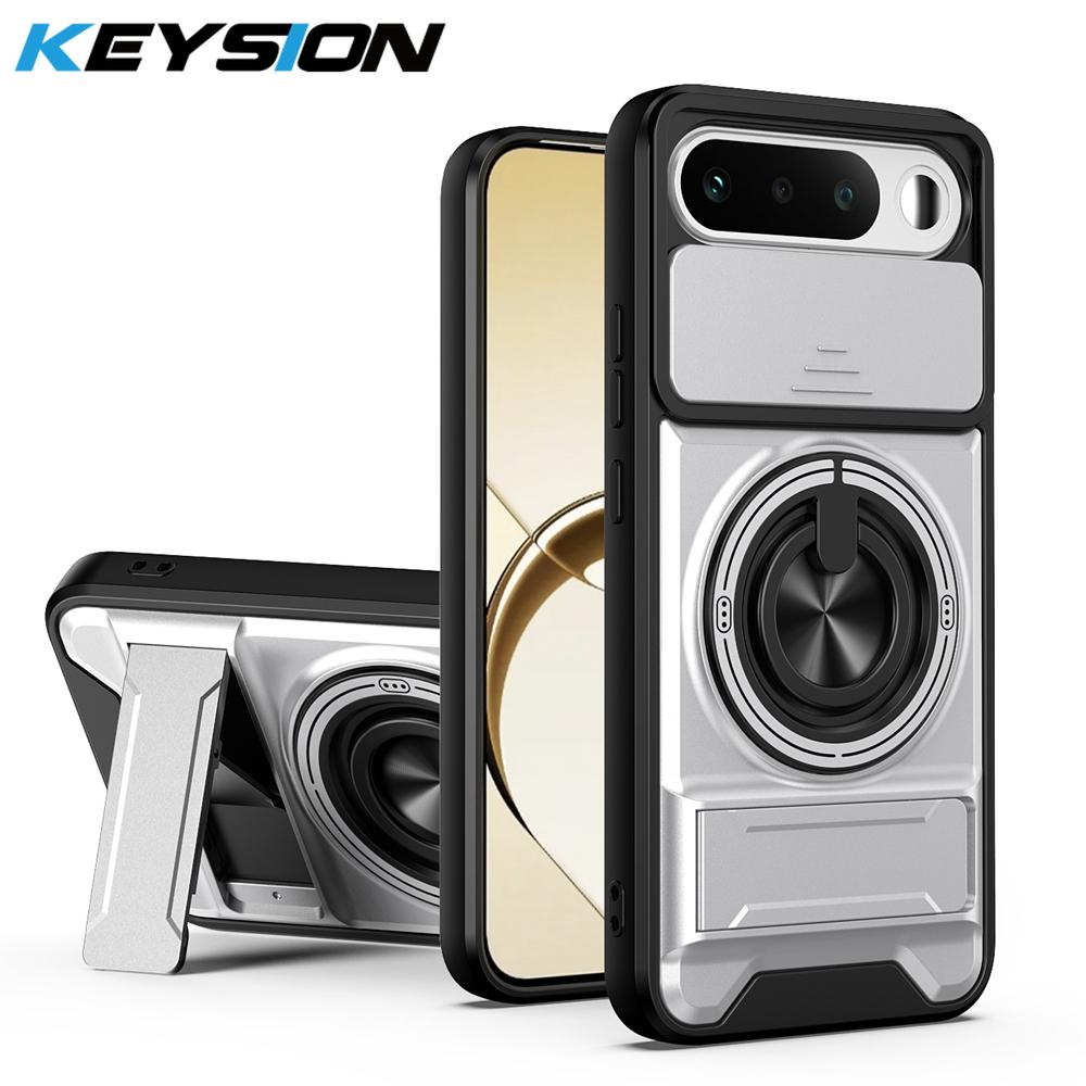KEYSION Magnetic Phone Case for Raelme 16 5G Slide Camera Protection Upright Kickstand 360 Ring Shockproof Cover for Realme16 5G