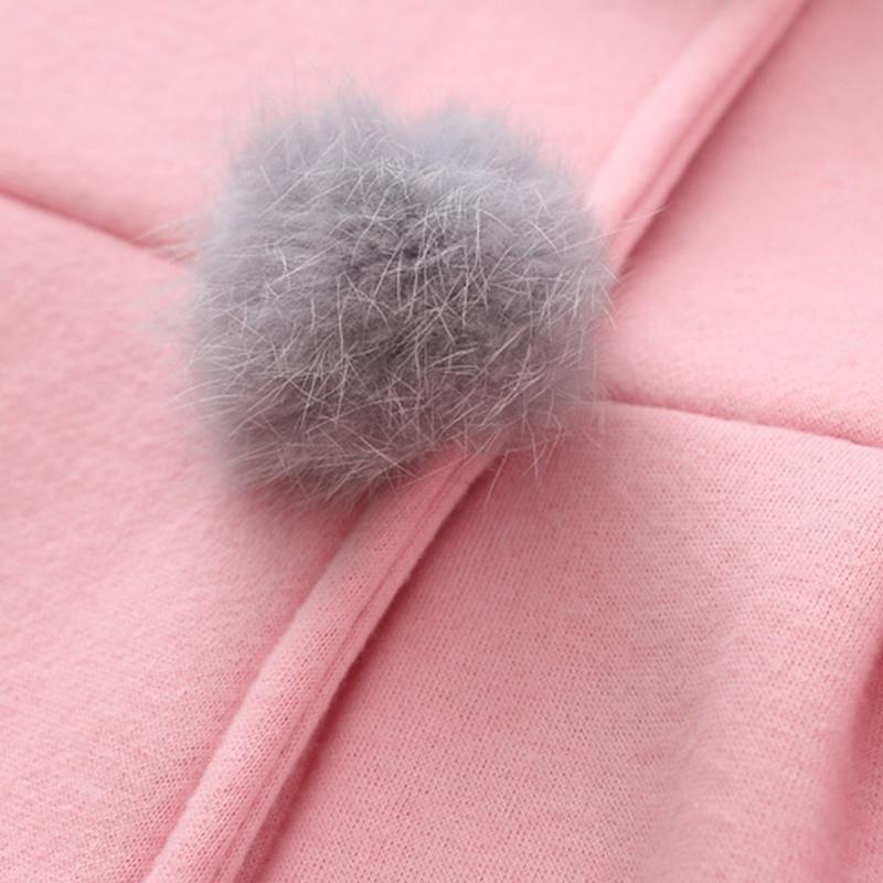 Зимнее теплое пальто с длинными рукавами для маленьких девочек, куртка с милой толстовкой с кроличьими ушками, повседневная верхняя одежда