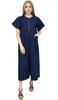 Women's Denim Short Sleeve Casual Dress Dark Blue Round Neck Dresses -