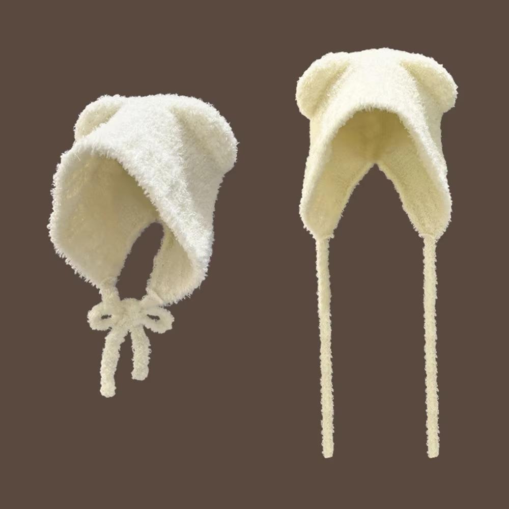 С веревкой Медвежьи ушки шерстяная шапка защита ушей шапки кепка милая зимняя шапка