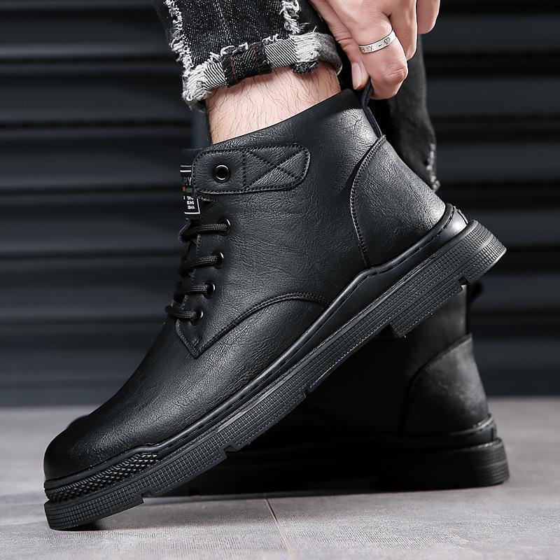 2025 Осень и зима Новый год мужские ботинки Martin ручной работы онлайн в стиле ретро мужские флисовые теплые хлопковые кожаные ботинки хлопковая обувь 9751