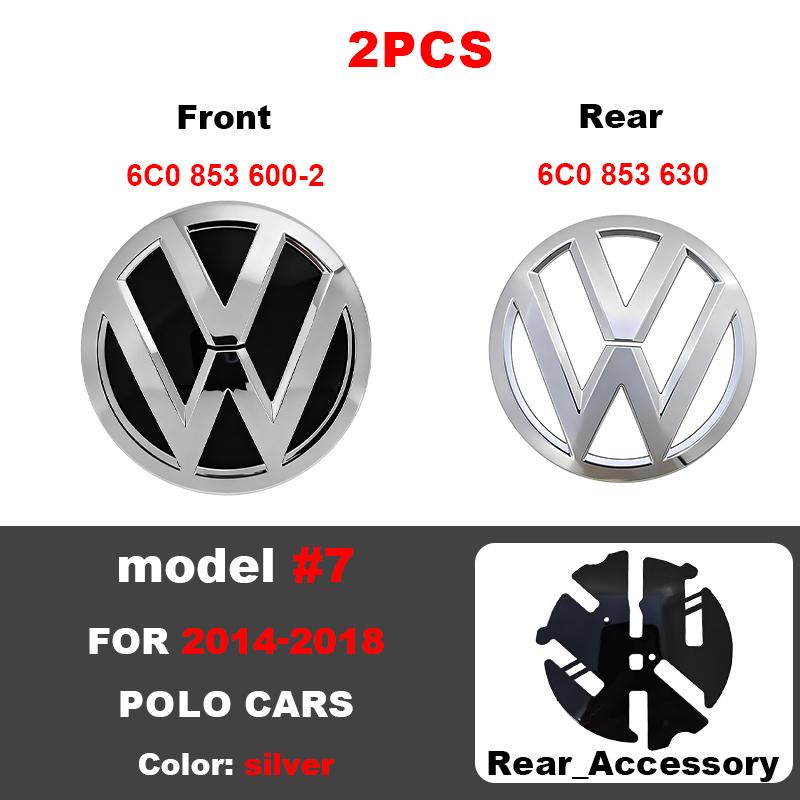 ABCD1 VW Car Front Grill Badge Rear Trunk Lid Emblem Logo 6C0853600 Auto Accessories For Volkswagen Polo 6 6C 2014 2015 2016 2017 2018