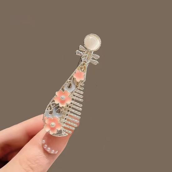 1/4 шт. Женские заколки для волос с искусственным жемчугом, цветочным дизайном, надежной фиксацией, шпильки для волос в форме лютни, аксессуары для формальной прически