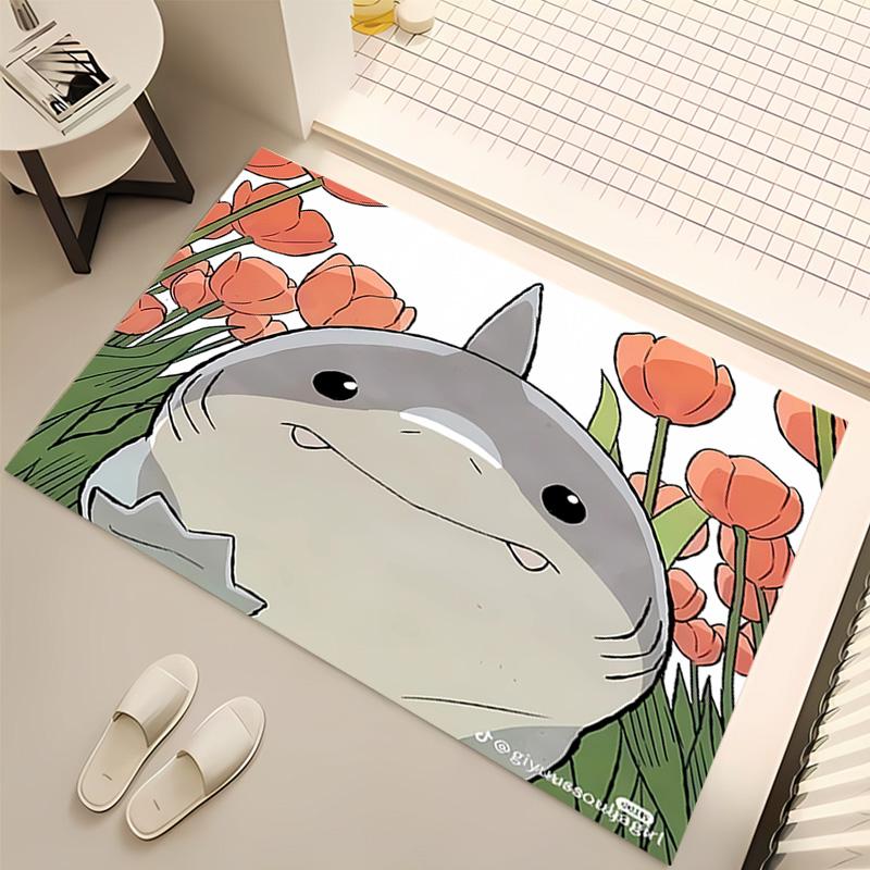 1pc Jeff the Land Shark5 Print Area Rug - Soft, Washable Non-Slip Indoor Mat, Living Room, Home Office Decorative Rug,Office Decorative